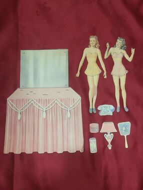 Vintage 1940's Paper Doll Vanity Table Set